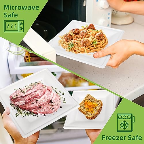 FEHHTO Compostable Paper Plates Set, 300PCS Disposable Heavy-Duty Plate and Utensils, Eco Friendly Biodegradable Dinnerware Kit Includes Plates, Forks, Knives, Spoons and Napkins for Party 50 People