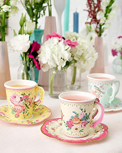 Talking Tables Vintage Tea Party Supplies | Floral Paper Plates, Napkins, Tea Cups and Saucer Sets | Great for Tea Parties, Weddings, Bridal and Baby Showers and Birthday Parties