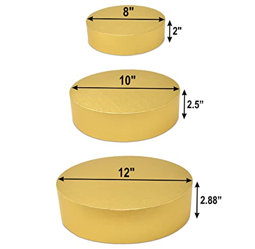 Set of 3 Gold Cake Stand Holder Round Cardboard Cakes Stands, 8" 10" 12" Dessert Display Cupcake Stands Pastry Base Plate Tray Decorative Centerpiece for Baby Shower Wedding Birthday Party Table Decor