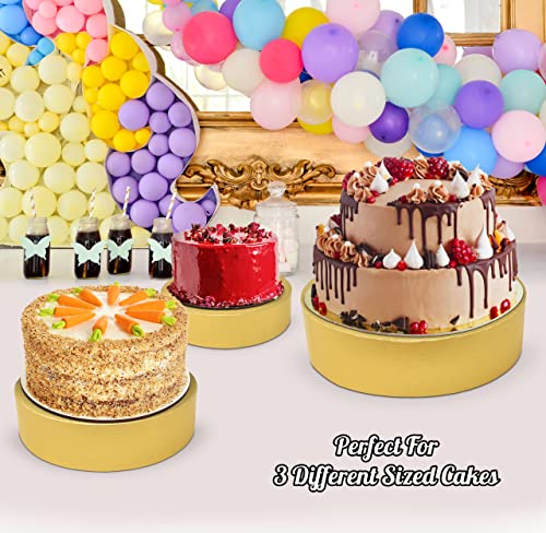 Set of 3 Gold Cake Stand Holder Round Cardboard Cakes Stands, 8" 10" 12" Dessert Display Cupcake Stands Pastry Base Plate Tray Decorative Centerpiece for Baby Shower Wedding Birthday Party Table Decor