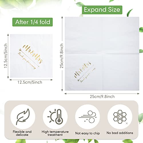 200 Pieces Wedding Napkins Mr Mrs Wedding Cocktail Napkins 3 Ply Gold Foil Napkins Disposable Beverage Dessert Napkins for Wedding Table Decorations Shower Engagement Party(Simple)