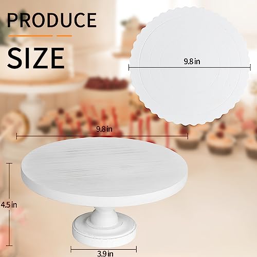 Baking Cake Stand with Cake Board, Set of 2 Decorating Supplies Cake Stand, Farmhouse Dessert Cupcake Pastry Display Stand for Wedding,Wooden Cupcake Stand Holder for Party Cake Holder Dessert Display Plate Serving Tray for Baby Showerr (White-2)