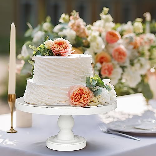 Baking Cake Stand with Cake Board, Set of 2 Decorating Supplies Cake Stand, Farmhouse Dessert Cupcake Pastry Display Stand for Wedding,Wooden Cupcake Stand Holder for Party Cake Holder Dessert Display Plate Serving Tray for Baby Showerr (White-2)