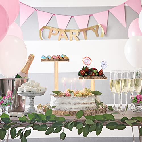 Ayfjovs 3 Tiered Wood Cupcake Stand, Rustic Wood Cake Stand, Wood Dessert Display Tray, Detachable Wood Slices Cake Stands for Party and Wedding Decoration