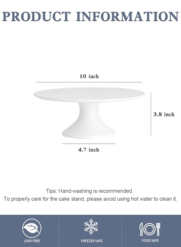 Kanwone 10-Inch Porcelain Cake Stand, Cake Plate, Dessert Stand, Cupcake Stand for Parties, Home Decorating Stand, White