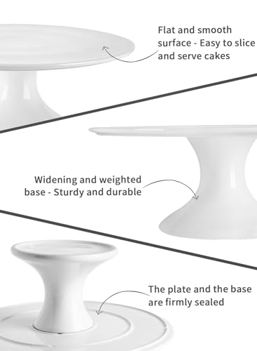 Kanwone 10-Inch Porcelain Cake Stand, Cake Plate, Dessert Stand, Cupcake Stand for Parties, Home Decorating Stand, White