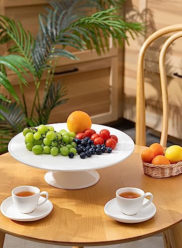 Sweese 709.101 12-Inch Porcelain Cake Stand, Round Dessert Stand, White Cupcake Stand for Parties