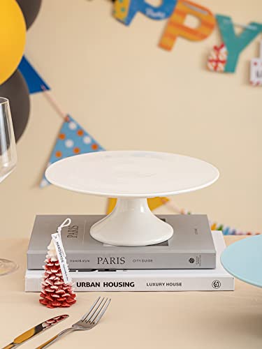 Kanwone 10-Inch Porcelain Cake Stand, Cake Plate, Dessert Stand, Cupcake Stand for Parties, Home Decorating Stand, White