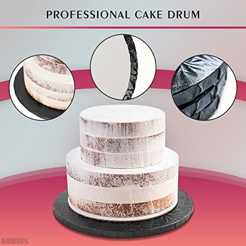 Black Round Tray 12 Inch Cardboard Circles Black Cake Board Cake Drum Wrap Covering Display Board Round Cardboard Cake Rounds - BURIUS
