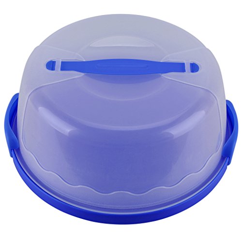 HelloCupcake Portable Carrier / Storage Container - 10.4in Diameter (Inside Cover), Translucent Dome - Perfect for Transporting Cakes, Cupcakes, Pies, or Other Desserts (Blue)