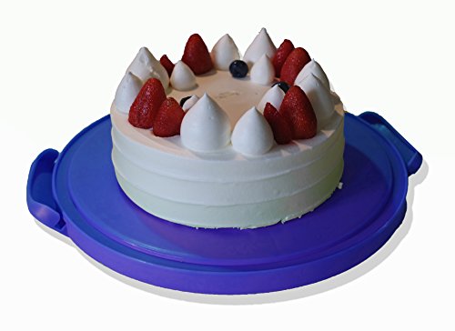 HelloCupcake Portable Carrier / Storage Container - 10.4in Diameter (Inside Cover), Translucent Dome - Perfect for Transporting Cakes, Cupcakes, Pies, or Other Desserts (Blue)