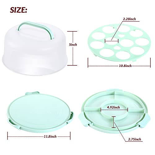 Cake Carrier with Lid and Handle, Ohuhu BPA-Free Cake Containers Cake Holder with 2 Handles Cupcake Carrier - Plastic Cover Two Sided Base for Transport Pies Nuts Fruit - for 10 inch Cake Perfect Gifts