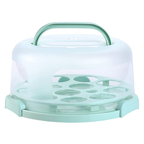 Cake Carrier with Lid and Handle, Ohuhu BPA-Free Cake Containers Cake Holder with 2 Handles Cupcake Carrier - Plastic Cover Two Sided Base for Transport Pies Nuts Fruit - for 10 inch Cake Perfect Gifts