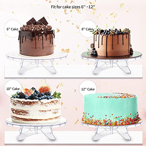 NWK 12inch Lighted Clear Cake Stand Plate Holder with String Lights Fit for 6inch, 8 inch, 10 inch, 12 inch Cakes for Wedding Birthday Graduation Party
