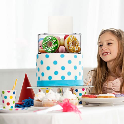 2 Pcs Acrylic Fillable Cake Stand Clear Cake Riser Cake Tier Round Display Riser Display Stands Cylinder Stand Fillable Cake Pillars for Party Wedding Birthday (7''D x 2''H, 4.7''D x 2''H)