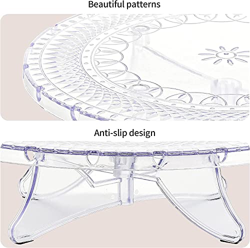 NWK 12inch Lighted Clear Cake Stand Plate Holder with String Lights Fit for 6inch, 8 inch, 10 inch, 12 inch Cakes for Wedding Birthday Graduation Party