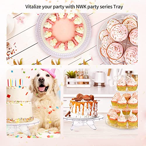 NWK 12inch Lighted Clear Cake Stand Plate Holder with String Lights Fit for 6inch, 8 inch, 10 inch, 12 inch Cakes for Wedding Birthday Graduation Party