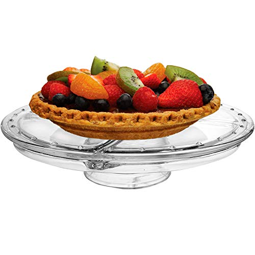 Extra Large (12") 6 in 1 Acrylic Cake Stand with Dome Lid Multifunctional Serving Platter and Plate, Salad Bowl/Veggie Platter/Punch Bowl/Desert Platter/Chips & Dip - BPA Free