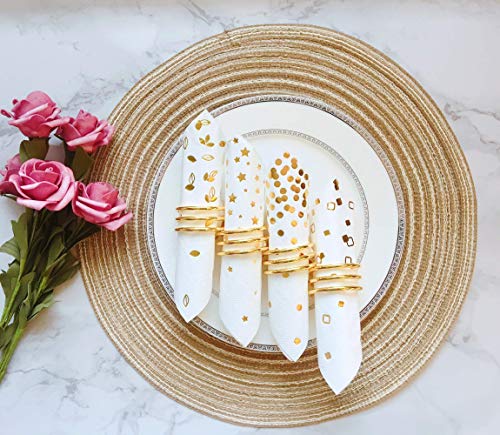 100 PK Gold Napkins - 4 Assorted Designs - 3-Ply Cocktail Napkins Folded 5 x 5 Inches Bar Napkins Disposable Party Napkins Paper Napkins Dinner for Wedding Baby Shower Birthday Graduation 2022