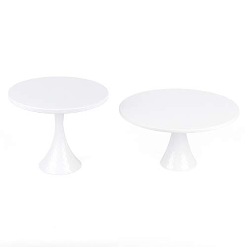 Hotity Set of 2 Round Cake Stands Modern Design Dessert Display Cake Stand Cupcake Stands for Party Celebration Baby Shower, White