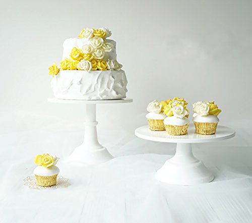 VILAVITA 2-Set Modern Cake Stands Round Cake Stand Cupcake Stands for Baby Shower, Wedding Birthday Party Celebration, White