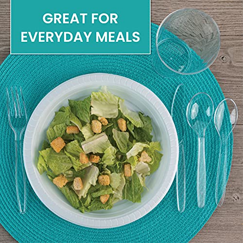PLASTICPRO 6 inch Round Plastic Plates Microwaveable, Disposable, White, Dinnerware 100 Count