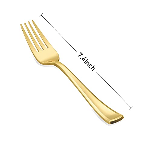N9R 72Pcs Gold Plastic Forks, Solid, Durable and Heavy Duty Plastic Forks, Perfect Utensils for Parties, Weddings and other Formal Events