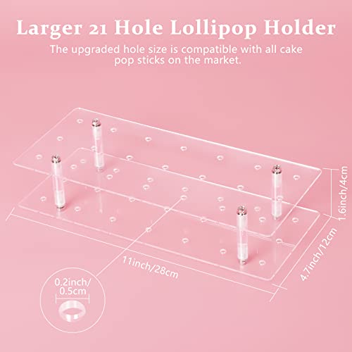 Cake Pop Stand, 21 Holes Lollipop Display Stand, Acrylic Clear Cake Pop Display Holder, Cakepopsical Stand for Weddings, Baby Showers, Birthday, Party