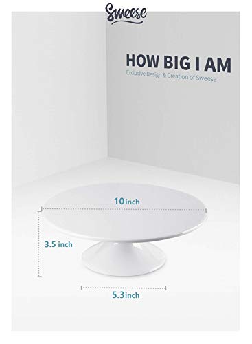 Sweese 708.101 10-Inch Porcelain Cake Stand, Round Dessert Stand, Cupcake Stand for Birthday Parties, Weddings, Baby Shower and Other Events, White