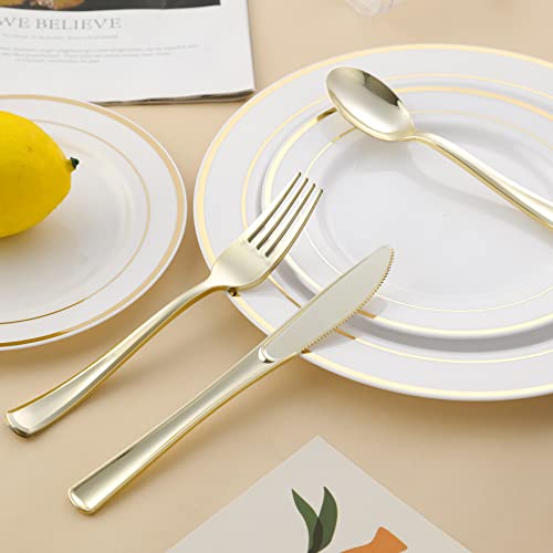 N9R 72Pcs Gold Plastic Forks, Solid, Durable and Heavy Duty Plastic Forks, Perfect Utensils for Parties, Weddings and other Formal Events