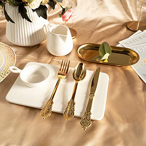 N9R 100Pcs Gold Plastic Forks, Solid, Durable and Heavy Duty Plastic Forks, Perfect Utensils for Parties, Weddings