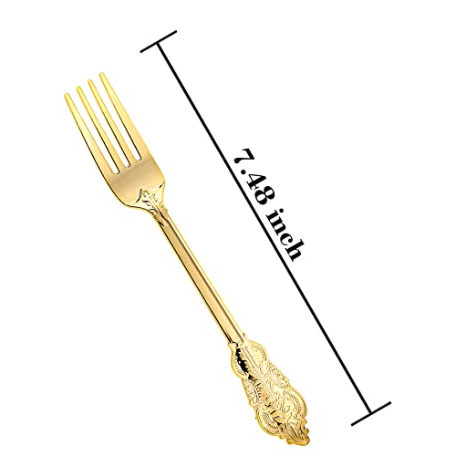 N9R 100Pcs Gold Plastic Forks, Solid, Durable and Heavy Duty Plastic Forks, Perfect Utensils for Parties, Weddings