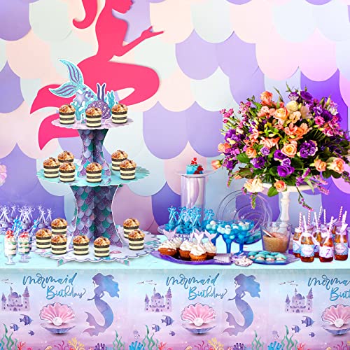 Mermaid Cake Stand 3 Tier Mermaid Party Supplies Mermaid Tail Cupcake Stand Holder for Girls Under The Sea Mermaid Theme Party Baby Shower Birthday Party Favors