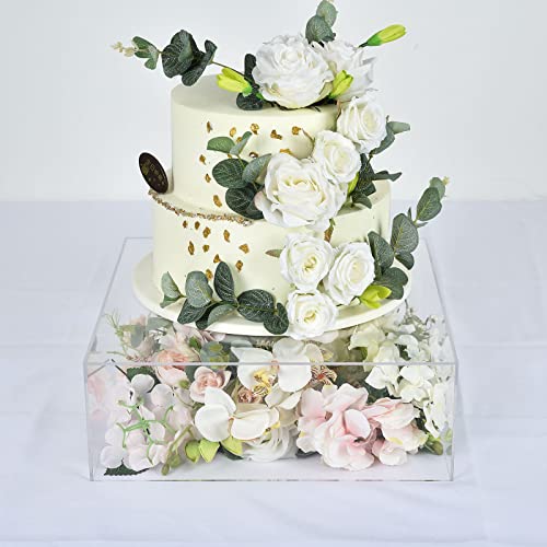 Efavormart 14"x14" | Clear Acrylic Cake Box Stand, Transparent Display Box Pedestal Riser with Hollow Bottom