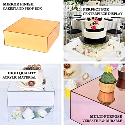Efavormart 14"x14" | Clear Acrylic Cake Box Stand, Transparent Display Box Pedestal Riser with Hollow Bottom