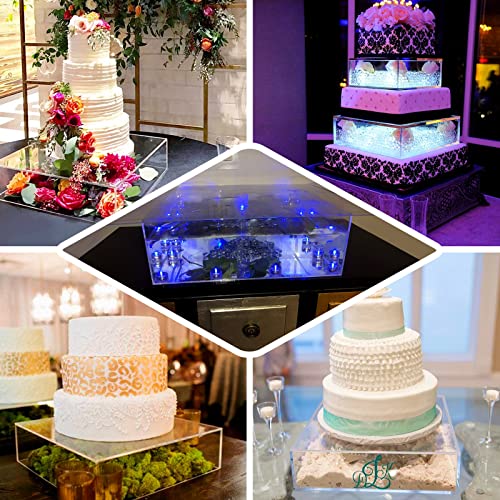 Efavormart 14"x14" | Clear Acrylic Cake Box Stand, Transparent Display Box Pedestal Riser with Hollow Bottom