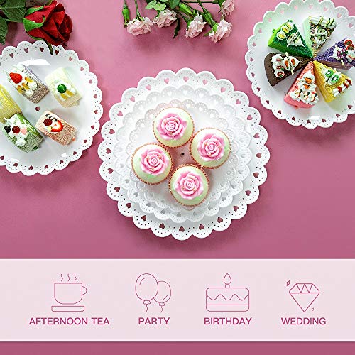 Imillet Cupcake Stand/Holder Plastic Dessert Stand White Cake Stand 3 Tiered Serving Stand Display Stand Reusable Pastry Platter for Wedding Birthday Baby Shower Tea Party Decorations (2 Pack Large)