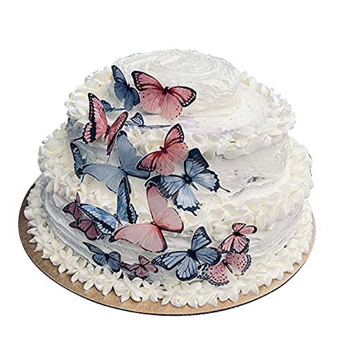 Edible Purple Pink Butterflies for Cake Cupcake Decorating Topper Decorations (Purple&Pink 36pcs)