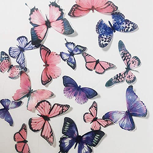 Edible Purple Pink Butterflies for Cake Cupcake Decorating Topper Decorations (Purple&Pink 36pcs)