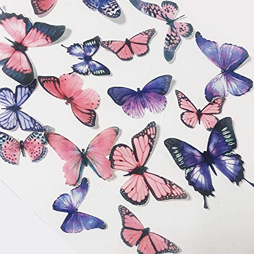 Edible Purple Pink Butterflies for Cake Cupcake Decorating Topper Decorations (Purple&Pink 36pcs)