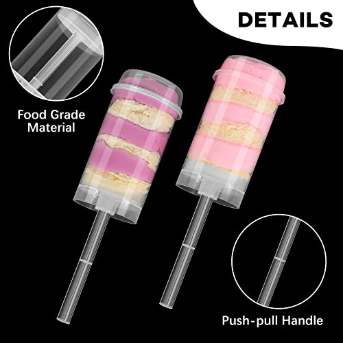 30 Hole Push Pop Cake Stand and 30 Packs Push up Cake Pop Shooter Plastic Pop Containers Cake Pop Holder with LED Lights for Wedding Candy Ice Cream Dessert Display (Square)