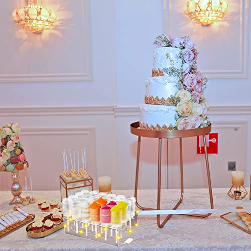 30 Hole Push Pop Cake Stand and 30 Packs Push up Cake Pop Shooter Plastic Pop Containers Cake Pop Holder with LED Lights for Wedding Candy Ice Cream Dessert Display (Square)