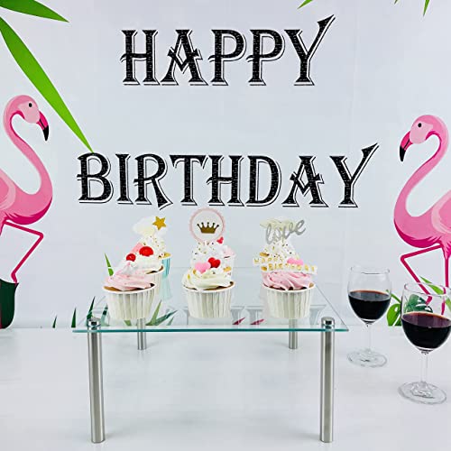 FESTLOVE 3 Pcs Square Tempered Glass Cake Stands Set 8 10 13 Inch Cupcake Display Stand Plate for Dessert Table Serving Platter