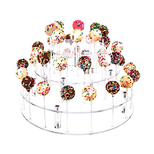 YestBuy Cake Pop Display Stand, 36 Hole Cake Pop Holder, Lollipop Holder for Weddings, Birthday Parties, Anniversaries Gift, Halloween, Christmas Candy Decorative (Clear)