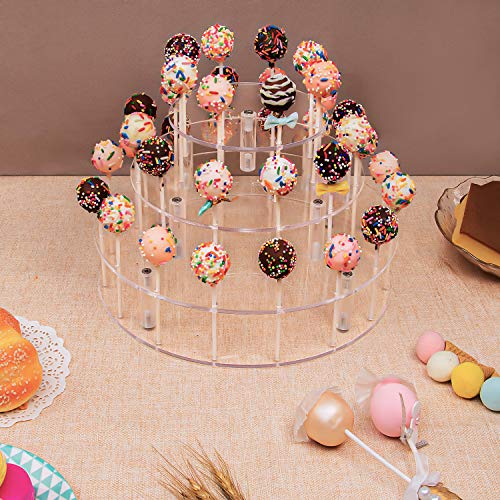 YestBuy Cake Pop Display Stand, 36 Hole Cake Pop Holder, Lollipop Holder for Weddings, Birthday Parties, Anniversaries Gift, Halloween, Christmas Candy Decorative (Clear)