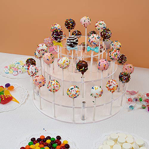 YestBuy Cake Pop Display Stand, 36 Hole Cake Pop Holder, Lollipop Holder for Weddings, Birthday Parties, Anniversaries Gift, Halloween, Christmas Candy Decorative (Clear)
