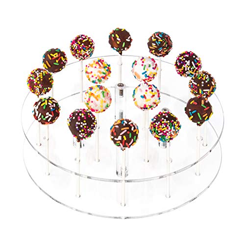 YestBuy Cake Pop Display Stand, 16 Hole Cake Pop Holder, Lollipop Holder for Weddings, Birthday Parties, Anniversaries Gift, Candy Decorative (Clear)