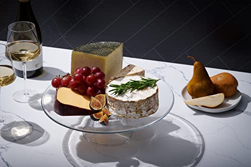 Barski Footed Plate - Glass - Perfect for Cake - Fruits - Classic Clear - 13" Diameter - Made in Europe