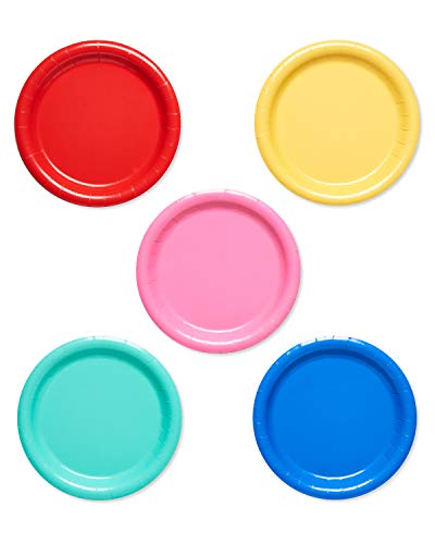 American Greetings Rainbow Party Supplies for Graduation, Birthdays and All Occasions, Multicolor Paper Dessert Plates (50-Count)