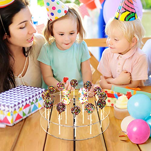 YestBuy Cake Pop Display Stand, 16 Hole Cake Pop Holder, Lollipop Holder for Weddings, Birthday Parties, Anniversaries Gift, Candy Decorative (Clear)
